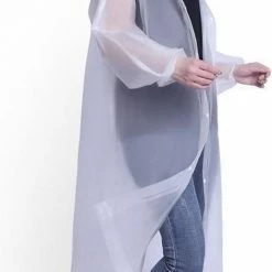 Merkloos Regenjas WIT (Maat XL) Unisex - Licht Gewicht - Opvouwbaar - Pocket Size - Reizen - Dames - Heren Regenjas -Windgoo Shop 536x840 2