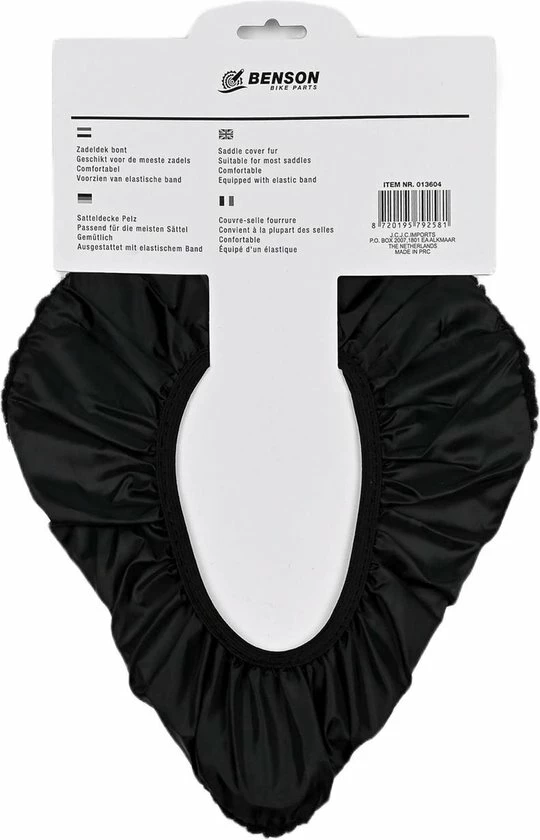 Benson Universele Fiets Zadeldek - Imitatie Schapenvacht - Bont - Zwart 2 Benson Universele Fiets Zadeldek - Imitatie Schapenvacht - Bont - Zwart - Afbeelding 2