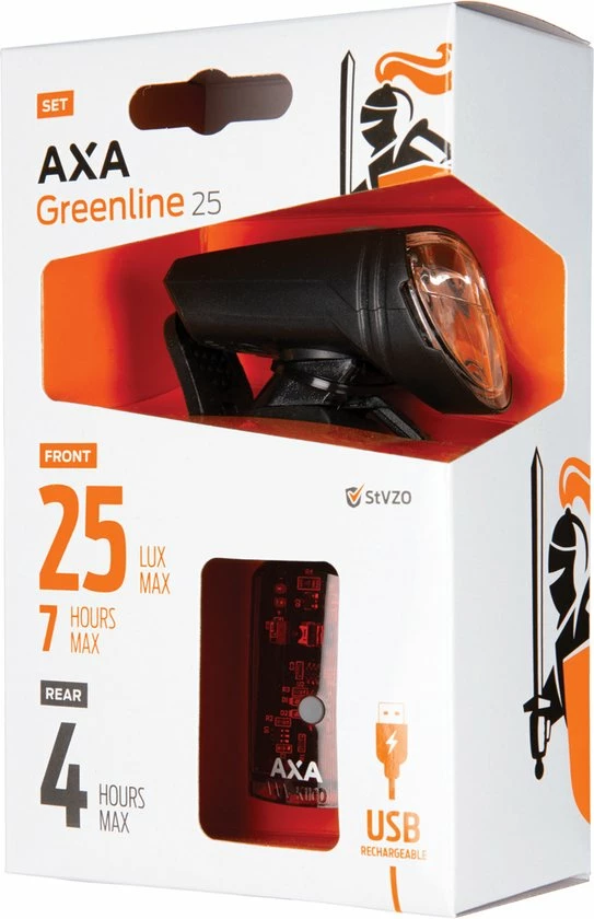 AXA - Greenline 25 Lux - LED Fietslampjes Voor En Achter - Fietsverlichting USB Oplaadbaar 5 AXA - Greenline 25 Lux - LED Fietslampjes Voor En Achter - Fietsverlichting USB Oplaadbaar - Afbeelding 5