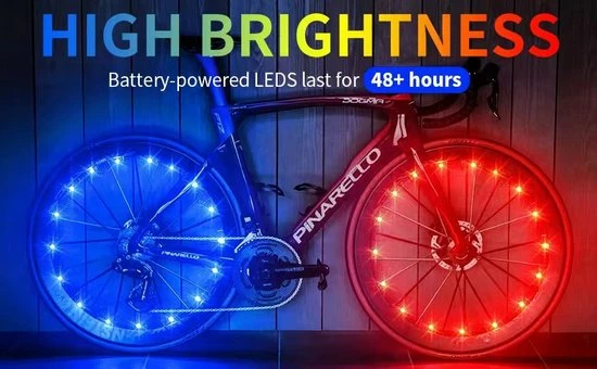 BOTC Wielverlichting Fiets - 20 Holders - Spaakverlichting LED - Lichtsnoer Fietswiel - 20 Leds - 220CM - Blauw 10 BOTC Wielverlichting Fiets - 20 Holders - Spaakverlichting LED - Lichtsnoer Fietswiel - 20 Leds - 220CM - Blauw - Afbeelding 10