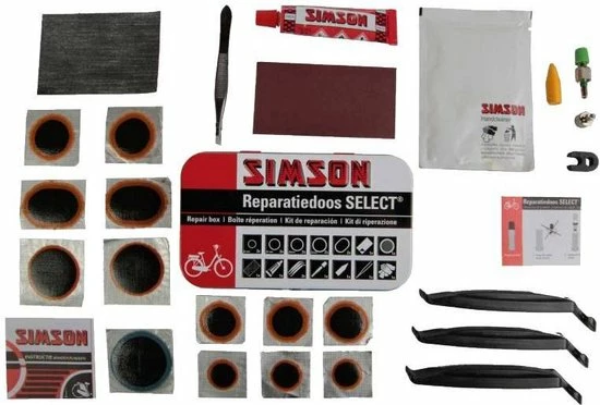 Simson Bandenreparatieset / Bandenplakset Compleet - Type Select T.b.v. Fiets - 23 Delig 1 Simson Bandenreparatieset / Bandenplakset Compleet - Type Select T.b.v. Fiets - 23 Delig