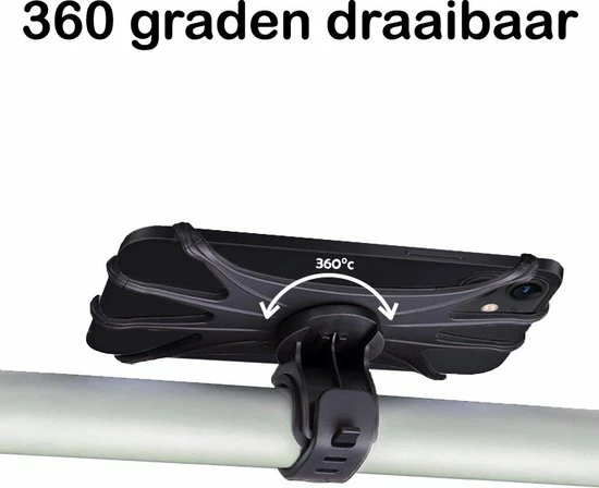 BTH Telefoonhouder Fiets Universeel Siliconen - Fiets Telefoonhouder Kinderwagen - Telefoon Houder Fiets Draaibaar - Zwart 3 BTH Telefoonhouder Fiets Universeel Siliconen - Fiets Telefoonhouder Kinderwagen - Telefoon Houder Fiets Draaibaar - Zwart - Afbeelding 3