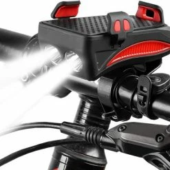 Windgoo Shop 8 Mancor Universele Telefoonhouder Fiets Smartphonehouder - Met Verlichting, Fietsbel En Powerbank