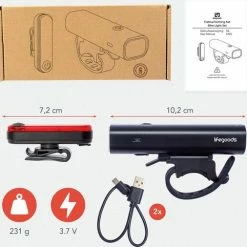 LifeGoods LED Fietsverlichting Set - Voorlicht En Achterlicht - USB Oplaadbaar - Zwart -Windgoo Shop 550x482
