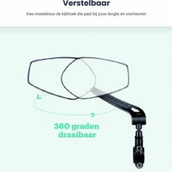 Merkloos Fietsspiegel - Fietsspiegel EBike - 360 Graden Verstelbaar - Links - Fietsspiegel Op Stuur - Fiets Spiegel - Achteruitkijksspiegel -Windgoo Shop 550x491 5