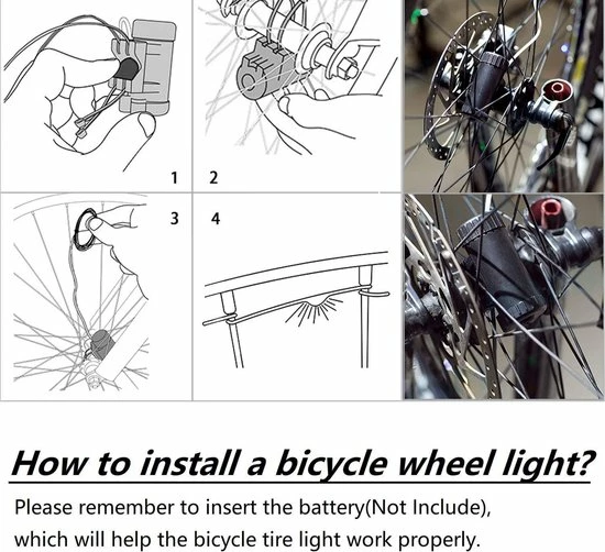 BOTC Wielverlichting Fiets - 20 Holders - Spaakverlichting LED - Lichtsnoer Fietswiel - 20 Leds - 220CM - Kleurrijk 8 BOTC Wielverlichting Fiets - 20 Holders - Spaakverlichting LED - Lichtsnoer Fietswiel - 20 Leds - 220CM - Kleurrijk - Afbeelding 8