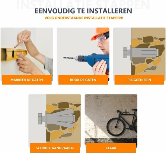 Live Deals Fiets Ophangsysteem | Fietshaak | Muurbeugel | Ophangbeugel | Fietsbeugel | Fietsenrek | 25 KG 2 Live Deals Fiets Ophangsysteem | Fietshaak | Muurbeugel | Ophangbeugel | Fietsbeugel | Fietsenrek | 25 KG - Afbeelding 2