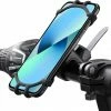 BTH Telefoonhouder Fiets Universeel Siliconen - Fiets Telefoonhouder Kinderwagen - Telefoon Houder Fiets Draaibaar - Zwart