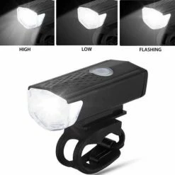 WSI Waterdichte Oplaadbare Fietslamp - 300 Lumen - Superfelle Fietsverlichting Met USB-kabel - Zwart