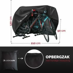 LOOXOLIFE Fietshoes - Voor 1 Fiets Of 2 Fietsen Waterdicht - XXL - Ultra Sterk & Dik - Premium PU Coating - Met Opberghoes -Windgoo Shop 550x522 12