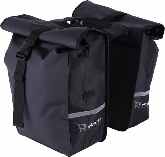Ekostar Dubbele Fietstas - Rolltop - Waterbestendig - 46 L - Zwart 3 Ekostar Dubbele Fietstas - Rolltop - Waterbestendig - 46 L - Zwart - Afbeelding 3