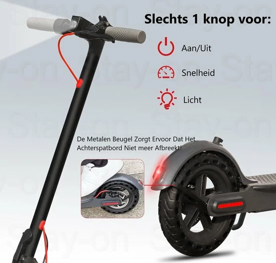 Stay-on M365 Go - Elektrische Step Voor Volwassenen & Kinderen - Snelheid 31 Km/u En 20/30 Km Actieradius - Met App - H7 Look 12 Stay-on M365 Go - Elektrische Step Voor Volwassenen & Kinderen - Snelheid 31 Km/u En 20/30 Km Actieradius - Met App - H7 Look - Afbeelding 12