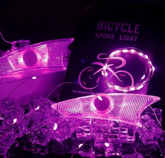 BOTC LED Spaakverlichting - Fiets Licht - Lichtsnoer Fietswiel - 20 Leds - 2meter - 1 Fietswiel - Roze 3 BOTC LED Spaakverlichting - Fiets Licht - Lichtsnoer Fietswiel - 20 Leds - 2meter - 1 Fietswiel - Roze - Afbeelding 3