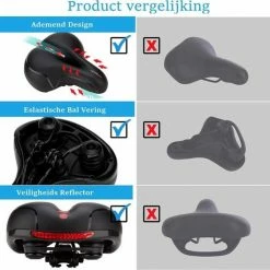 Voltano Fietszadel Met Gelpads - Zwart/Rood - Uitsparing - Zadelvering - Unisex - Incl. Gratis Zadelstrop -Windgoo Shop 550x529 2