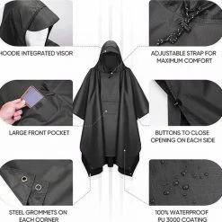 BOTC Poncho - Regenponcho - Fietsponcho Fiets - Unisex - Dames & Heren - Waterdicht -Windgoo Shop 550x532 12