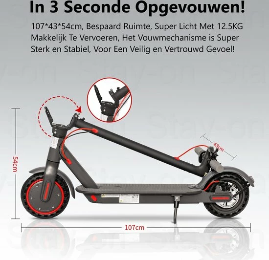Stay-on M365 Go - Elektrische Step Voor Volwassenen & Kinderen - Snelheid 31 Km/u En 20/30 Km Actieradius - Met App - H7 Look 5 Stay-on M365 Go - Elektrische Step Voor Volwassenen & Kinderen - Snelheid 31 Km/u En 20/30 Km Actieradius - Met App - H7 Look - Afbeelding 5
