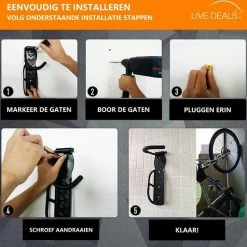 Merkloos Fiets Ophangsysteem 2x | Fietshaak | Muurbeugel | Ophangbeugel | Fietsbeugel | Fietsenrek | 25 KG -Windgoo Shop 550x534 16