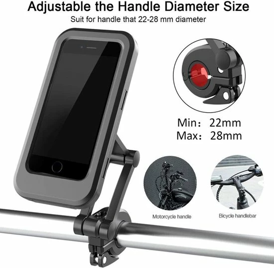 Merkloos Fiets / Motor Telefoonhouder Waterdicht Universeel 360° Draaibaar Anti-Shock Accessoires - Tot 6.5 Inch 6 Merkloos Fiets / Motor Telefoonhouder Waterdicht Universeel 360° Draaibaar Anti-Shock Accessoires - Tot 6.5 Inch - Afbeelding 6