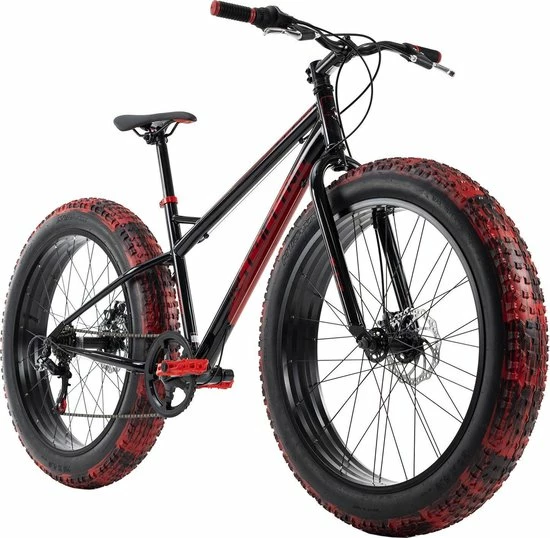 Ks Cycling Fiets Mountainbike MTB Fat Bike 26" SNW2458 Zwart-rood - 43 Cm 1 Ks Cycling Fiets Mountainbike MTB Fat Bike 26" SNW2458 Zwart-rood - 43 Cm