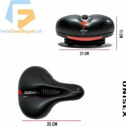 Voltano Fietszadel Met Gelpads - Zwart/Rood - Uitsparing - Zadelvering - Unisex - Incl. Gratis Zadelstrop -Windgoo Shop 550x544 4