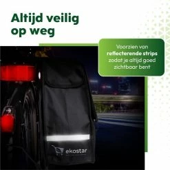 Ekostar® Dubbele Fietstas - NIEUW - Waterafstotend - 46 Liter - Reflectoren – Zwart – OOK Voor Elektrische Fietsen -Windgoo Shop 550x549