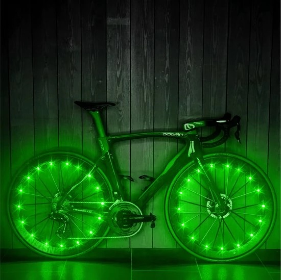 BOTC Wielverlichting Fiets - 20 Holders - Spaakverlichting LED - Lichtsnoer Fietswiel - 20 Leds -220CM - Groen 3 BOTC Wielverlichting Fiets - 20 Holders - Spaakverlichting LED - Lichtsnoer Fietswiel - 20 Leds -220CM - Groen - Afbeelding 3