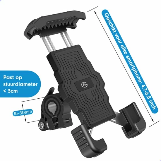 AG 150 Universele Telefoonhouder Fiets - Extreem Sterk - 360 Graden Rotatie - Ook Voor Scooter En Motor - Zwart- Anti Shock & Vibratie Ontwerp - Fietshouder Voor Smartphones - Telefoon - Gsm Houder Fiets - Iphone - Hoogste Kwaliteit 11 AG 150 Universele Telefoonhouder Fiets - Extreem Sterk - 360 Graden Rotatie - Ook Voor Scooter En Motor - Zwart- Anti Shock & Vibratie Ontwerp - Fietshouder Voor Smartphones - Telefoon - Gsm Houder Fiets - Iphone - Hoogste Kwaliteit - Afbeelding 11