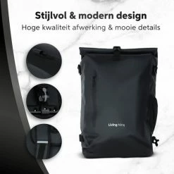 Living Nine Fietstas - Enkele - 20L - Waterdicht - Ook Voor Elektrische Fietsen - Dragen Als Handtas En Schoudertas - Zwart -Windgoo Shop 550x550 1020