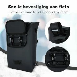 Living Nine Fietstas - Enkele - 20L - Waterdicht - Ook Voor Elektrische Fietsen - Dragen Als Handtas En Schoudertas - Zwart -Windgoo Shop 550x550 1023