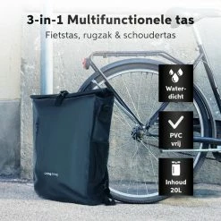 Living Nine Fietstas - Enkele - 20L - Waterdicht - Ook Voor Elektrische Fietsen - Dragen Als Handtas En Schoudertas - Zwart -Windgoo Shop 550x550 1025