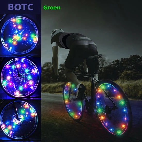 BOTC Wielverlichting Fiets - 20 Holders - Spaakverlichting LED - Lichtsnoer Fietswiel - 20 Leds -220CM - Groen 8 BOTC Wielverlichting Fiets - 20 Holders - Spaakverlichting LED - Lichtsnoer Fietswiel - 20 Leds -220CM - Groen - Afbeelding 8
