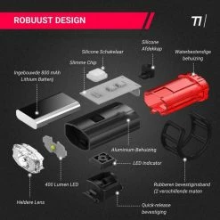 TIKKENS LED Fietsverlichting Helmlamp - Helm - Voorlicht & Achterlicht - USB Oplaadbaar - Zwart - Voor En Achter - Waterdicht - Fietslampjes -Windgoo Shop 550x550 1101
