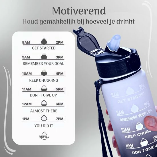 Migliore Bidon 1 Liter - Met Rietje - BPA Vrij - Sport - Ook In 600 Ml En 2 Liter 5 Migliore Bidon 1 Liter - Met Rietje - BPA Vrij - Sport - Ook In 600 Ml En 2 Liter - Afbeelding 5
