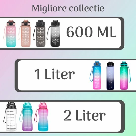 Migliore Bidon 1 Liter - Met Rietje - BPA Vrij - Sport - Ook In 600 Ml En 2 Liter 8 Migliore Bidon 1 Liter - Met Rietje - BPA Vrij - Sport - Ook In 600 Ml En 2 Liter - Afbeelding 8