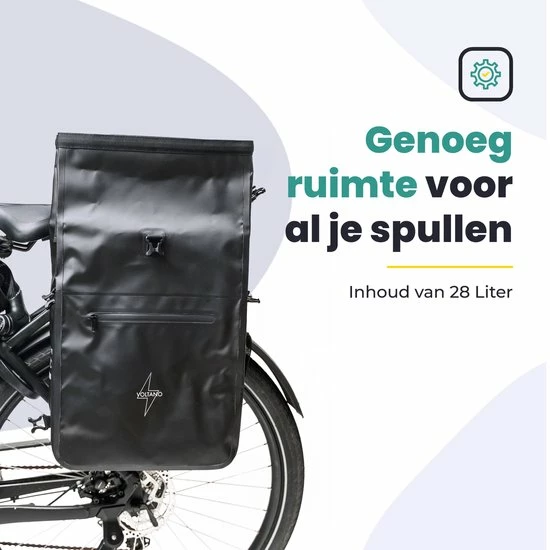 Voltano Luxe Fietstas / Rugtas 28L - Zwart - Enkele Pakaftas - 100% Waterdicht - Met Laptop Compartiment 3 Voltano Luxe Fietstas / Rugtas 28L - Zwart - Enkele Pakaftas - 100% Waterdicht - Met Laptop Compartiment - Afbeelding 3