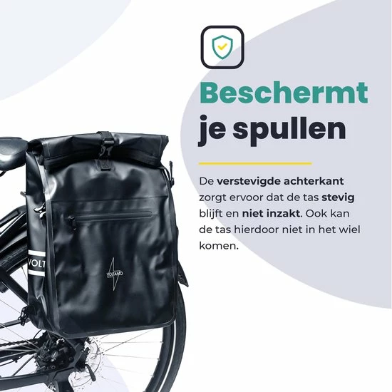 Voltano Luxe Fietstas / Rugtas 28L - Zwart - Enkele Pakaftas - 100% Waterdicht - Met Laptop Compartiment 6 Voltano Luxe Fietstas / Rugtas 28L - Zwart - Enkele Pakaftas - 100% Waterdicht - Met Laptop Compartiment - Afbeelding 6