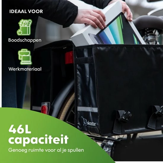Ekostar Dubbele Fietstas - Waterdicht - 46 L - E-Bikes - Zwart - OOK Voor Elektrische Fietsen 3 Ekostar Dubbele Fietstas - Waterdicht - 46 L - E-Bikes - Zwart - OOK Voor Elektrische Fietsen - Afbeelding 3