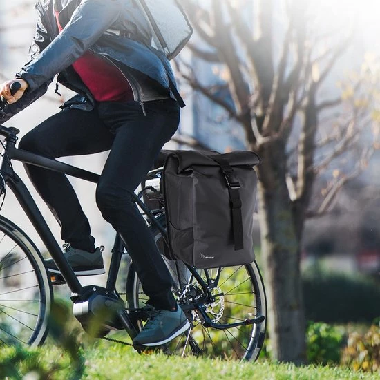 Ekostar Dubbele Fietstas - Rolltop - Waterbestendig - 46 L - Zwart 8 Ekostar Dubbele Fietstas - Rolltop - Waterbestendig - 46 L - Zwart - Afbeelding 8