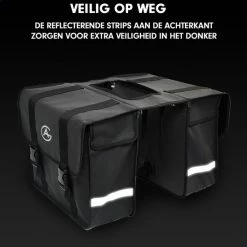 AG Fietstas 46 Liter - Dubbele Fietstas - Extra Veel Ruimte - Waterafstotend - Reflectoren Fietstassen - Electrische Fietsen - Zwart - Dubbel -Windgoo Shop 550x550 163