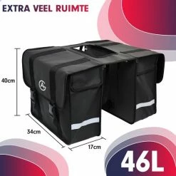 AG Fietstas 46 Liter - Dubbele Fietstas - Extra Veel Ruimte - Waterafstotend - Reflectoren Fietstassen - Electrische Fietsen - Zwart - Dubbel -Windgoo Shop 550x550 167