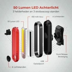 LifeGoods LED Fietsverlichting Set - Voorlicht En Achterlicht - USB Oplaadbaar - Zwart -Windgoo Shop 550x550 179
