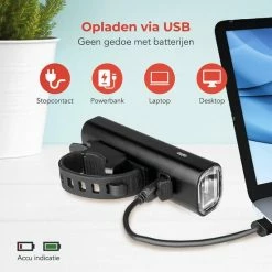 LifeGoods LED Fietsverlichting Set - Voorlicht En Achterlicht - USB Oplaadbaar - Zwart -Windgoo Shop 550x550 181