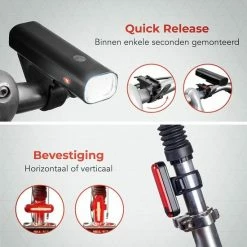 LifeGoods LED Fietsverlichting Set - Voorlicht En Achterlicht - USB Oplaadbaar - Zwart -Windgoo Shop 550x550 183