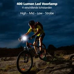 SWILIX ® - Fietsverlichting Set - Oplaadbare USB Led Fietslamp - Voor En Achter - Waterdicht - 4 Lichtstanden - Zwart -Windgoo Shop 550x550 26