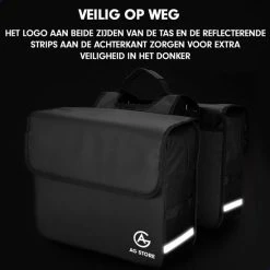 AG Fietstas -dubbele Fietstas - Fietstassen - Electrische Fietsen - Zwart - Dubbel - Waterdicht - 37 Liter -volwassenen - Elektrische Fiets - Reflectoren - 100% Polyster -Windgoo Shop 550x550 321