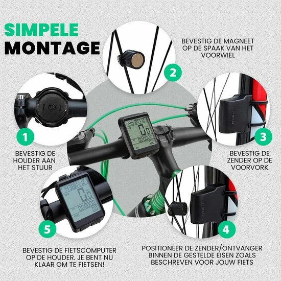 Strex Draadloze Fietscomputer - 17 Functies - Extra Groot Scherm - Draadloze Fiets Computer Draadloos Waterdicht - NL Handleiding 7 Strex Draadloze Fietscomputer - 17 Functies - Extra Groot Scherm - Draadloze Fiets Computer Draadloos Waterdicht - NL Handleiding - Afbeelding 7