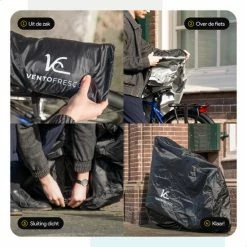 Vento Fresco Fietshoes Voor 1/2 Fietsen Waterdicht - Fietsbeschermhoes Elektrische Fiets XL - Universeel - Zwart Met Opbergzak - 200x110x70 Cm -Windgoo Shop 550x550 350