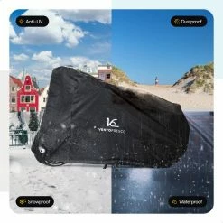 Vento Fresco Fietshoes Voor 1/2 Fietsen Waterdicht - Fietsbeschermhoes Elektrische Fiets XL - Universeel - Zwart Met Opbergzak - 200x110x70 Cm -Windgoo Shop 550x550 351