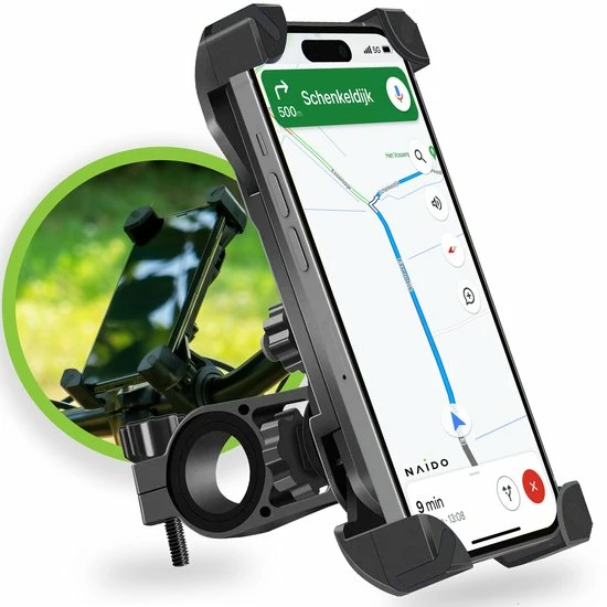 Naido Universele Telefoonhouder Fiets - Ook Voor Motor - GSM Houder - Fietshouder - Zwart 1 Naido Universele Telefoonhouder Fiets - Ook Voor Motor - GSM Houder - Fietshouder - Zwart