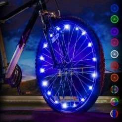 BOTC Wielverlichting Fiets - 20 Holders - Spaakverlichting LED - Lichtsnoer Fietswiel - 20 Leds - 220CM - Blauw